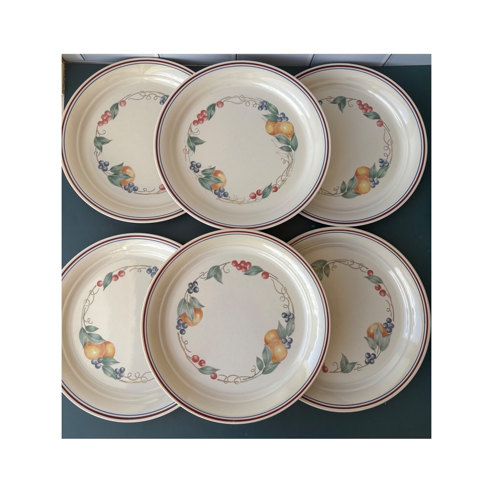 Corelle Abundance Dinner Plates Set of 6 Fruit Harvest Pattern USA